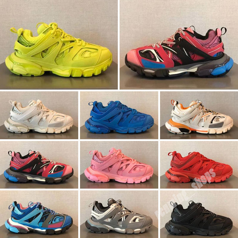 

2021 triple s 3.0 sports shoes fashion men sneakers Runner Blue Grey White Orange Trainer Lime red pink women trainers US 6-12, Color 2