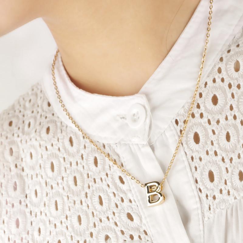 

Pendant Necklaces FORSEVEN Korean Fashion Gold Color Chain Initial Letter Choker Necklace Jewelry Birthday Gift For Men Women