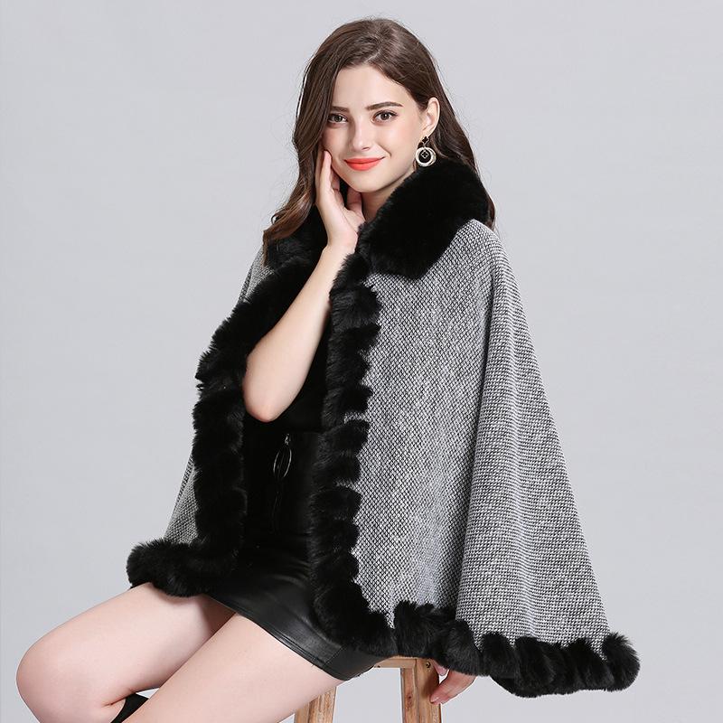 

Scarves 2021 Winter Fashion Luxury Lady Imitation Fur Collar Plus Velvet Knitted Cardigan Shawl Series Bufanda Mujer