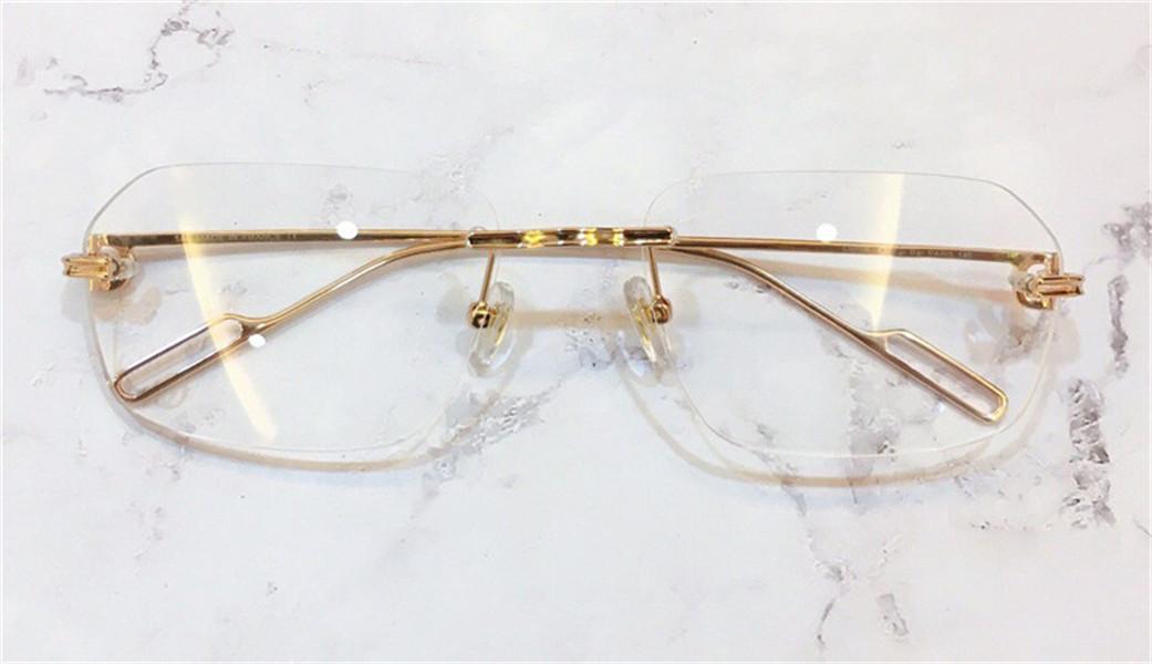 

ashion design optical glasses gold square frameless retro modern business style unisex can make prescription eyewear clear lens