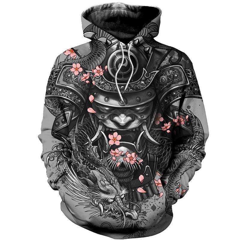 

Men's Hoodies & Sweatshirts 3D Printed Samurai Pattern Top Long Sleeve Fashion Casual Hoodie/Sweatshirt And Women's Zip Hoodie/Pullover Styl, Black