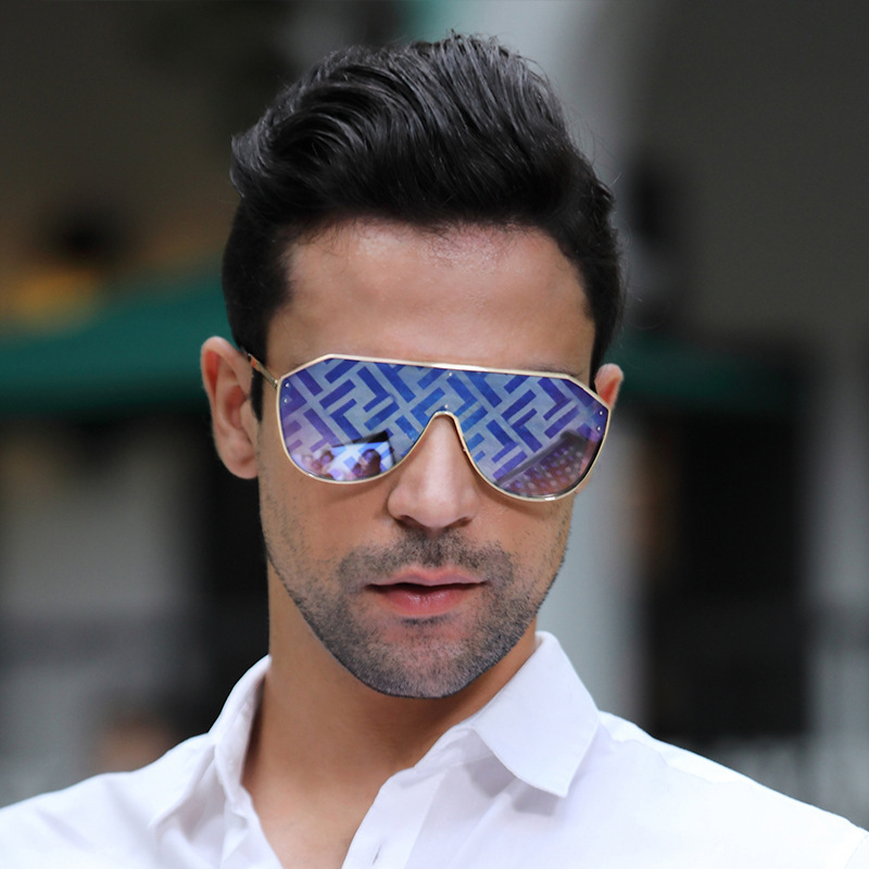 

mens sunglasses for women European and American fashion one-piece lens Ms glasses, White;black