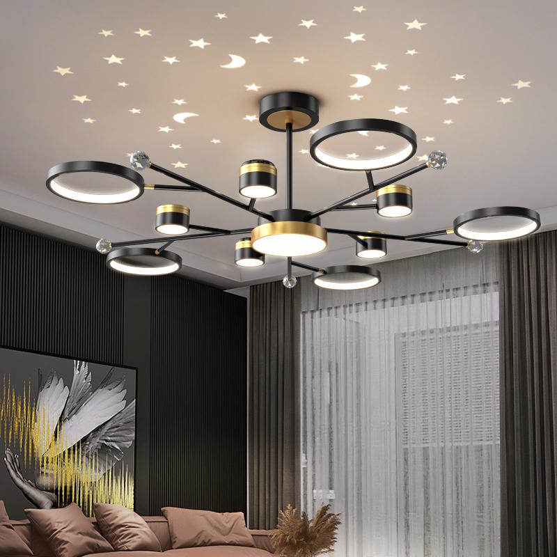 

Chandeliers Modern Creative Chandelier For Living Room Led Lights Starry Sky Romantic Golden Bedroom Loft Ceiling Lamp Baby Decoration
