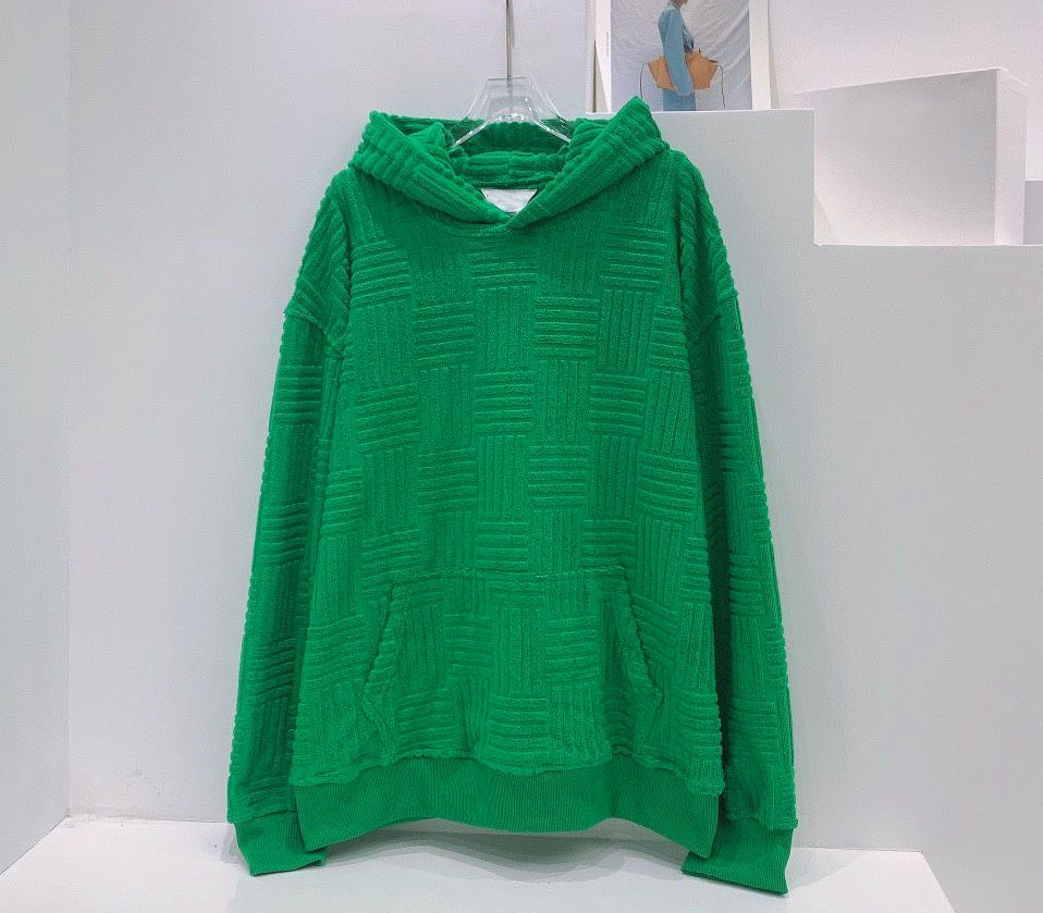

Women' Hoodies Sweatshirts Bottega green Autumn winter pure cotton Loopback Jersey Knit Engineered arm stripe Sweatshirt Crewneck Pullover