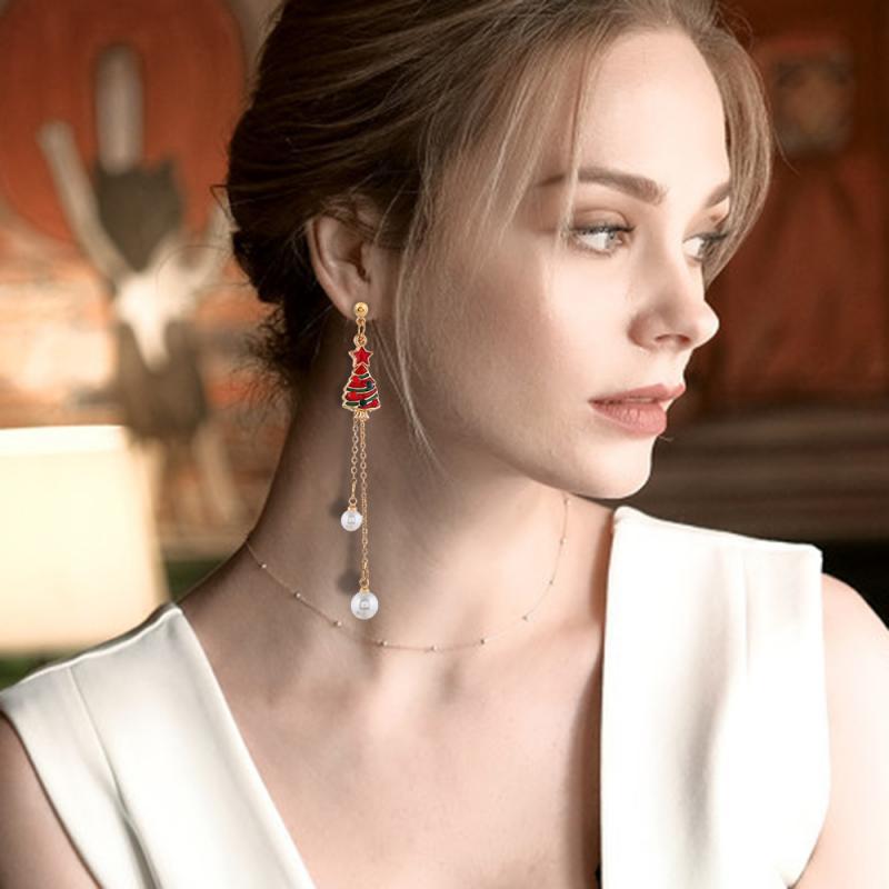 

Dangle & Chandelier Fashion Christmas Earrings Bells Sled Tree Stud Earring For Women Creative Party Accessories Girl Holiday Gifts