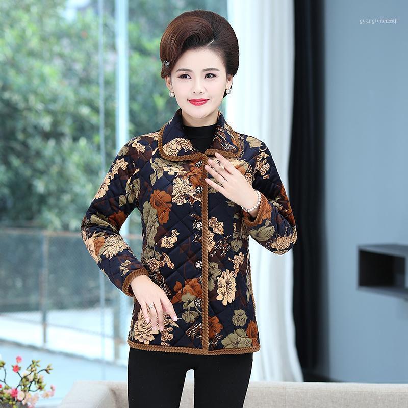 Lady Long Coat Jacket Chinese Ethnic Floral Padded Quilted Winter Outerwear Tops