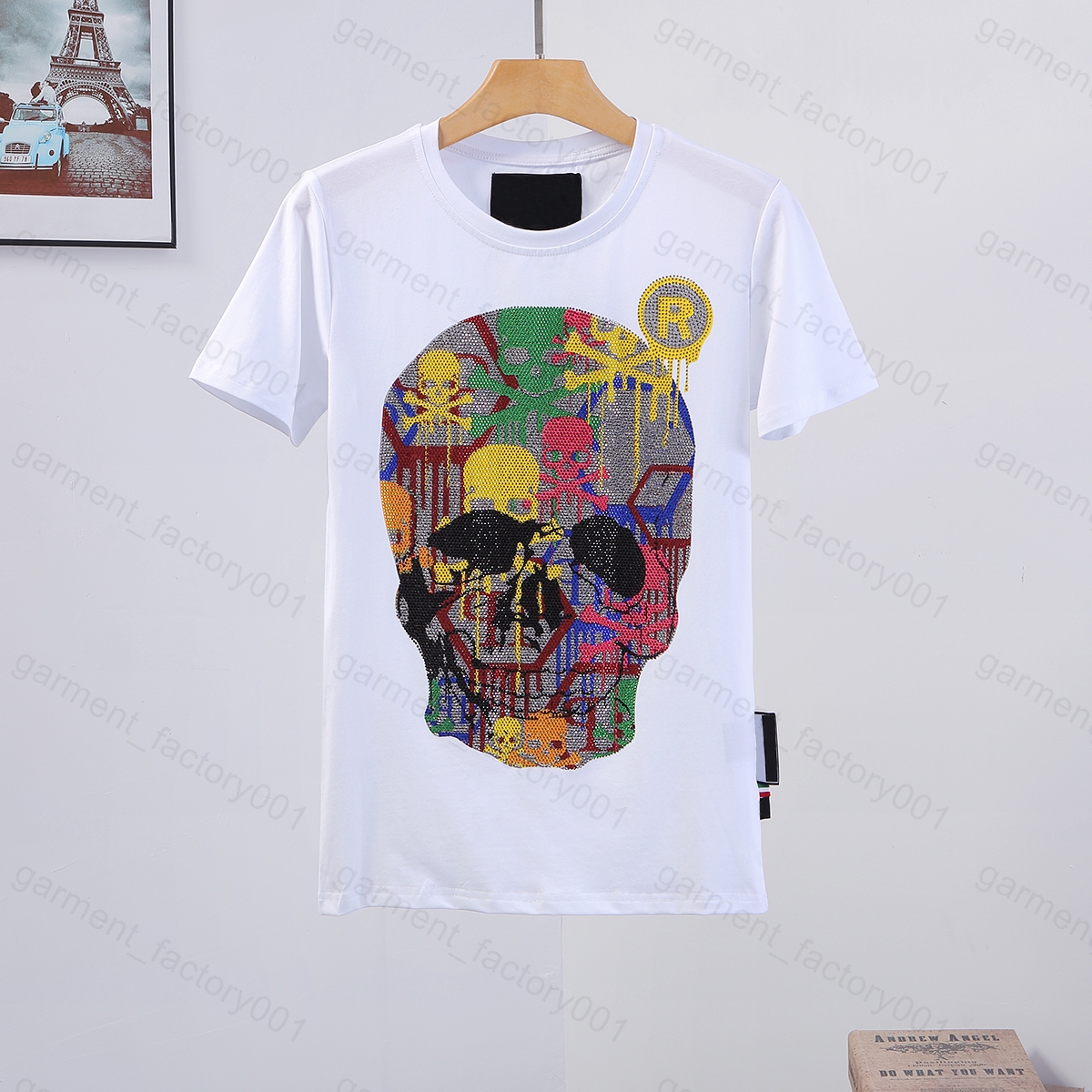 

Phillip Plain Men designer PP Skull Diamond t shirt Short sleeve Dollar Brown bear Brand tee O-Neck high Quality Skulls TShirt tees tops 15, Whites