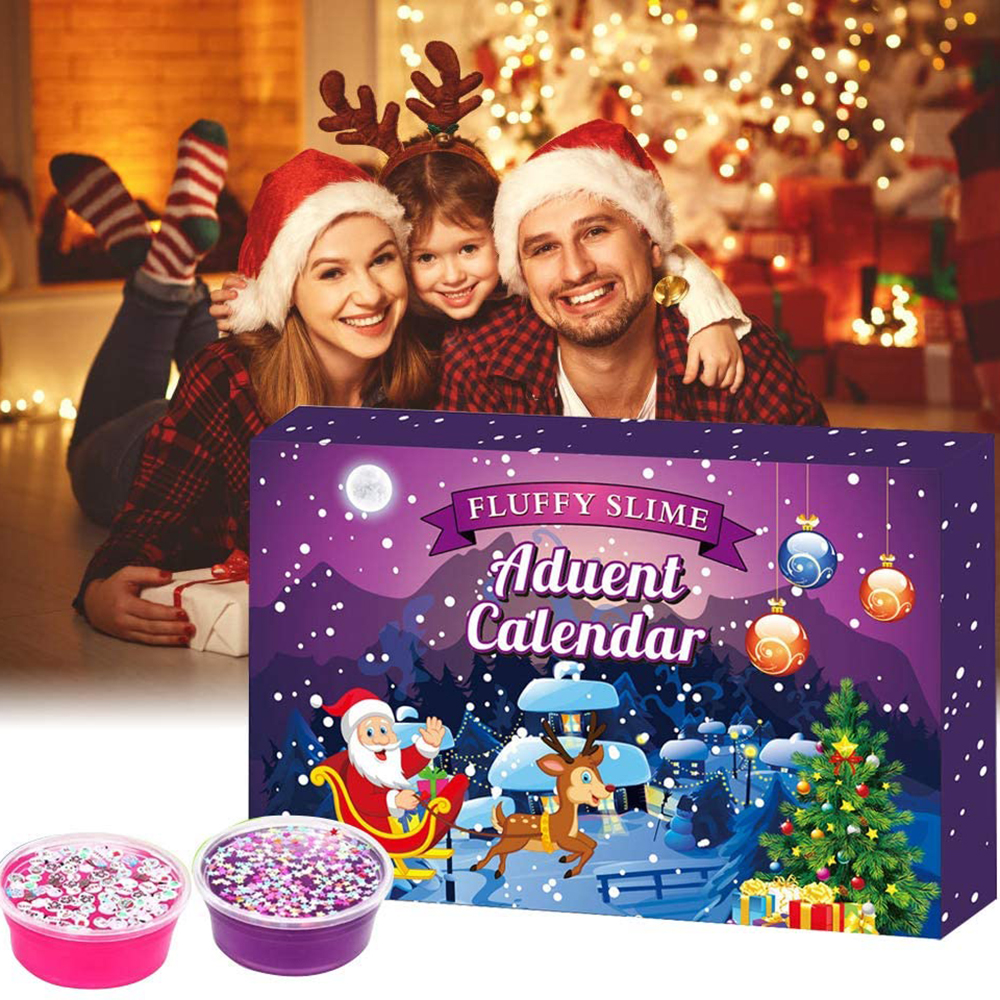 

24pcs/set Toys Christmas Advent Calendar Countdown Blind Box Surprise Demolition and DIY Decompression Toy Vent Squeeze Bubble Gum Crystal Mud Party Novelty