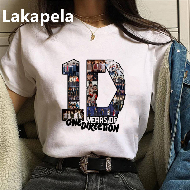 

One Direction Summer Clothes Streetwear Women Harry Styles Merch Print T Shirt Oversized T-shirt Aesthetic 1D GiUBPV, White