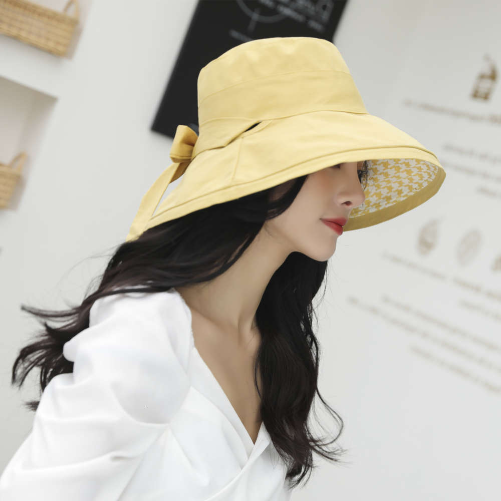 

qianniaoge female Hat Adult hat summer Korean big brim sunscreen double sided fisherman, Blue;gray