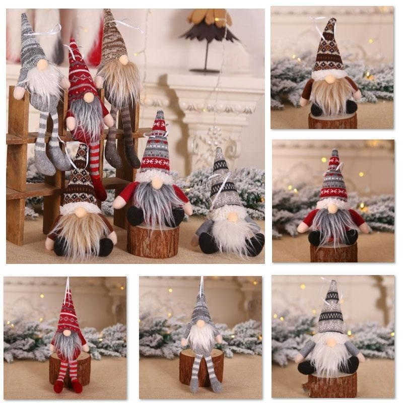 

Christmas Bearded Forest Man Doll Pendant Creative Sitting Posture Doll Christmas Decoration Knitting Plush Gnome Doll Pendant