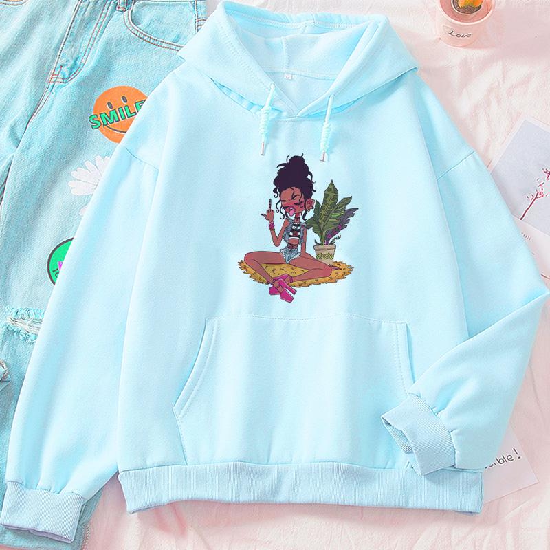 

Women' Hoodies & Sweatshirts Sweatshirt Harajuku Fashion Girl Printed Long Sleeve Women Winter Autumn Plush Hooded Loose Cozy Blue Tops Pul, White
