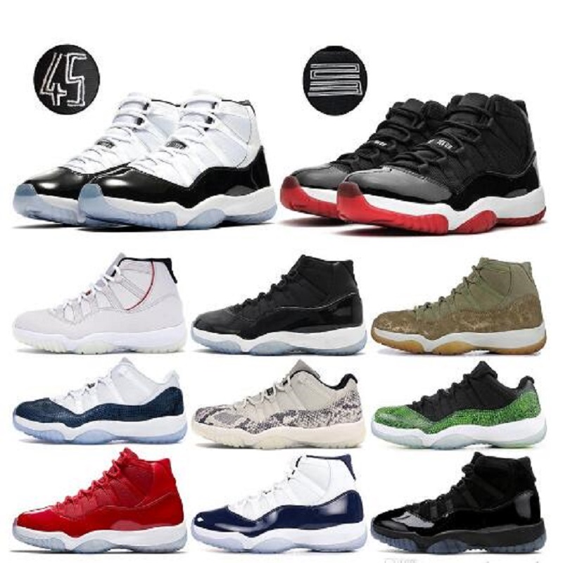 

Concord High 45 11 Mens Basketball Shoes Bred Cap And Gown Gym Win Like 82 Platinum Tint Snakeskin Mens Sneakers 11s stylist Shoes, Color 27