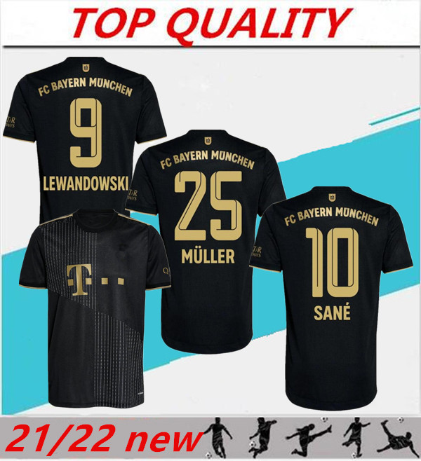 

21/22 LEWANDOWSKI soccer Jerseys away black MULLER jersey 2021 2022 mailot de foot HUMMELS SANE football shirt, Black;yellow