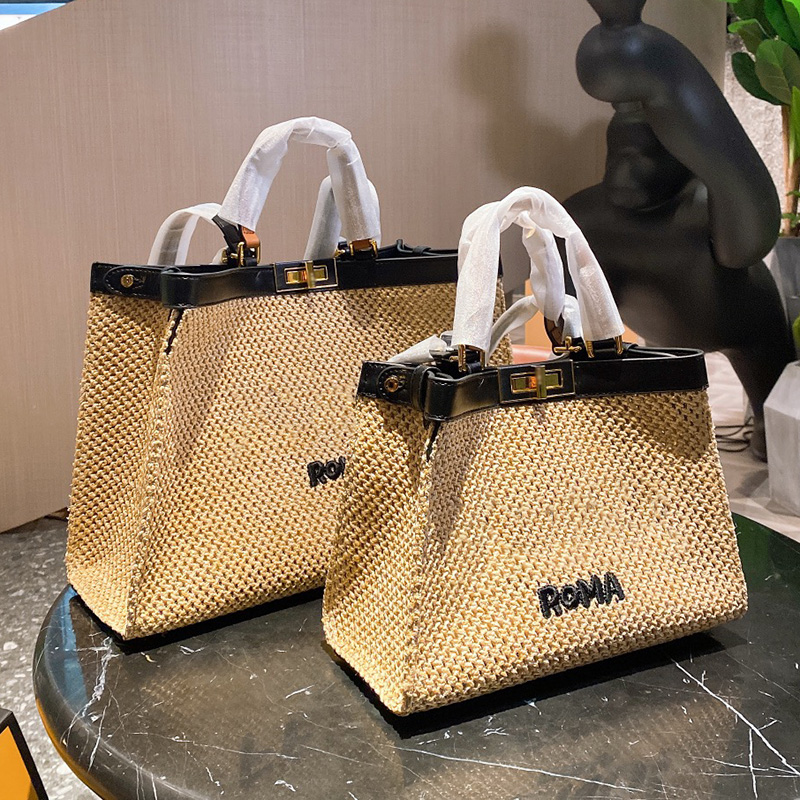 

Designer Raffia Straw Peekaboo X-Tote Bag Italy Brand Letters Embroidery Totes Beach Handbags Large Capacity Straws Tote Shoulder Handbag Luxurys Designers Bags, As pictures