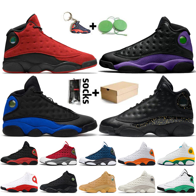 

With Box 2021 Jumpman 13 13s Basketball Shoes Reverse Bred Court Purple Hyper Royal Gold Glitter Starfish Flint Mens Trainers Womens Sneakers, # gold glitter 40-47