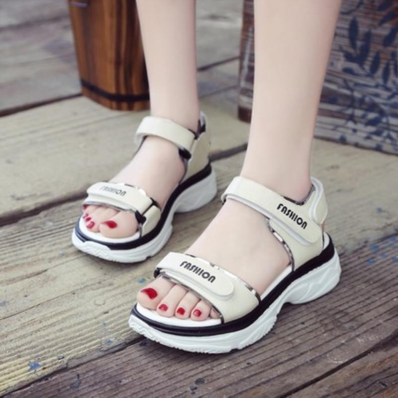 

Summer Women Sandals High Quality Comfortable Leather Flat Shoes 2021 Platform Casual Lady Woman Sandalias, Black