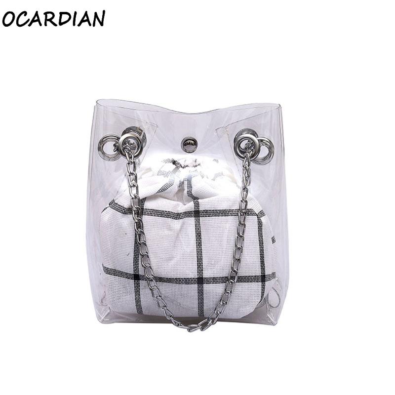

Shoulder Bags OCARDIAN Handbags Bucket Women's Sac Transparent Composite Bag Femme 2021 Acrylic Clear Purse Lattice Clutch, Wh