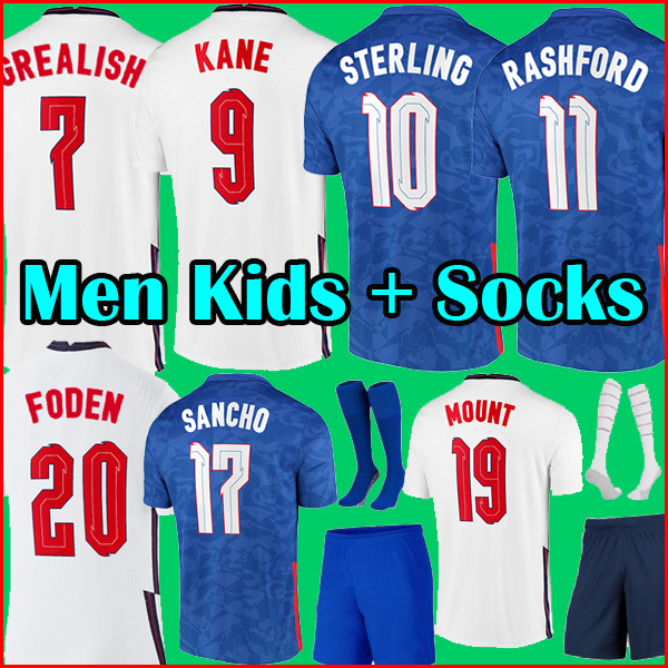

Thailand quality FODEN football Angleterre Top soccer jerseys 2021 KANE STERLING RASHFORD MOUNT GREALISH SANCHO 21 22 national shirt men + kids kit sets socks uniform, Kids home