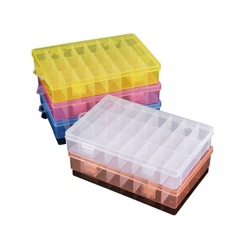 

Jewelry Pouches, Bags 24 Slots Transparent Rectangle Beads Adjustable Plastic Storage Box Earring Display Making Organizer Container, Pink;blue