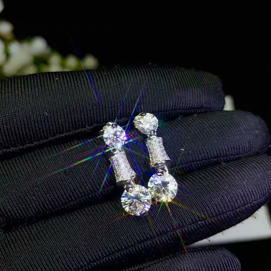 

2021 moissanite stud earrings for women jewelry 925 sterling silver shiny better than diamond party gift 4pc gems