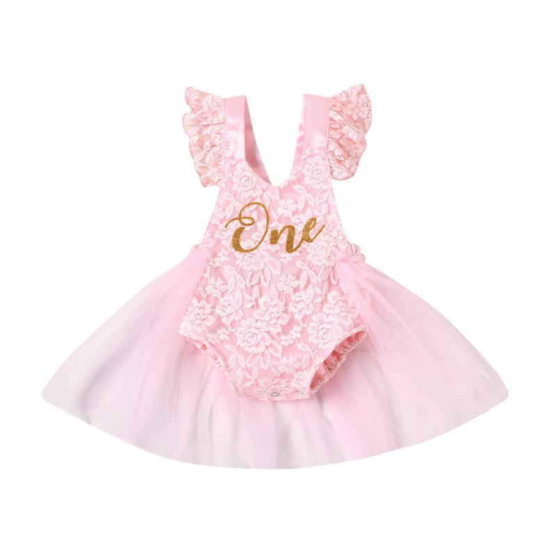 

Girl's Dresses Toddler Girls Baby Jumpsuits Tulle 1 Year Birthday Christening Lace Dress Kids Infant Party OutfitsGirl's