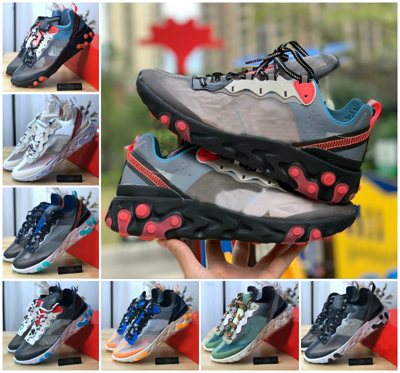 

Undercover x React Element 87 Blue Volt Mens Running Shoes 87s Sail Aurora Grey Red Orange Peel Sneakers 55 Be True triple Black White Womens Designers Sports Outdoor, A-z007
