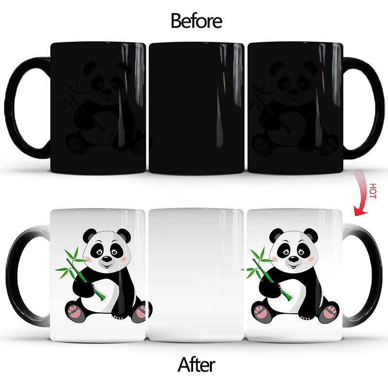 

Mugs 350ml Cute Panda Coffee Cup Color-changing Magic Home Tea Couple For Friends/children Personalized Mug Gift