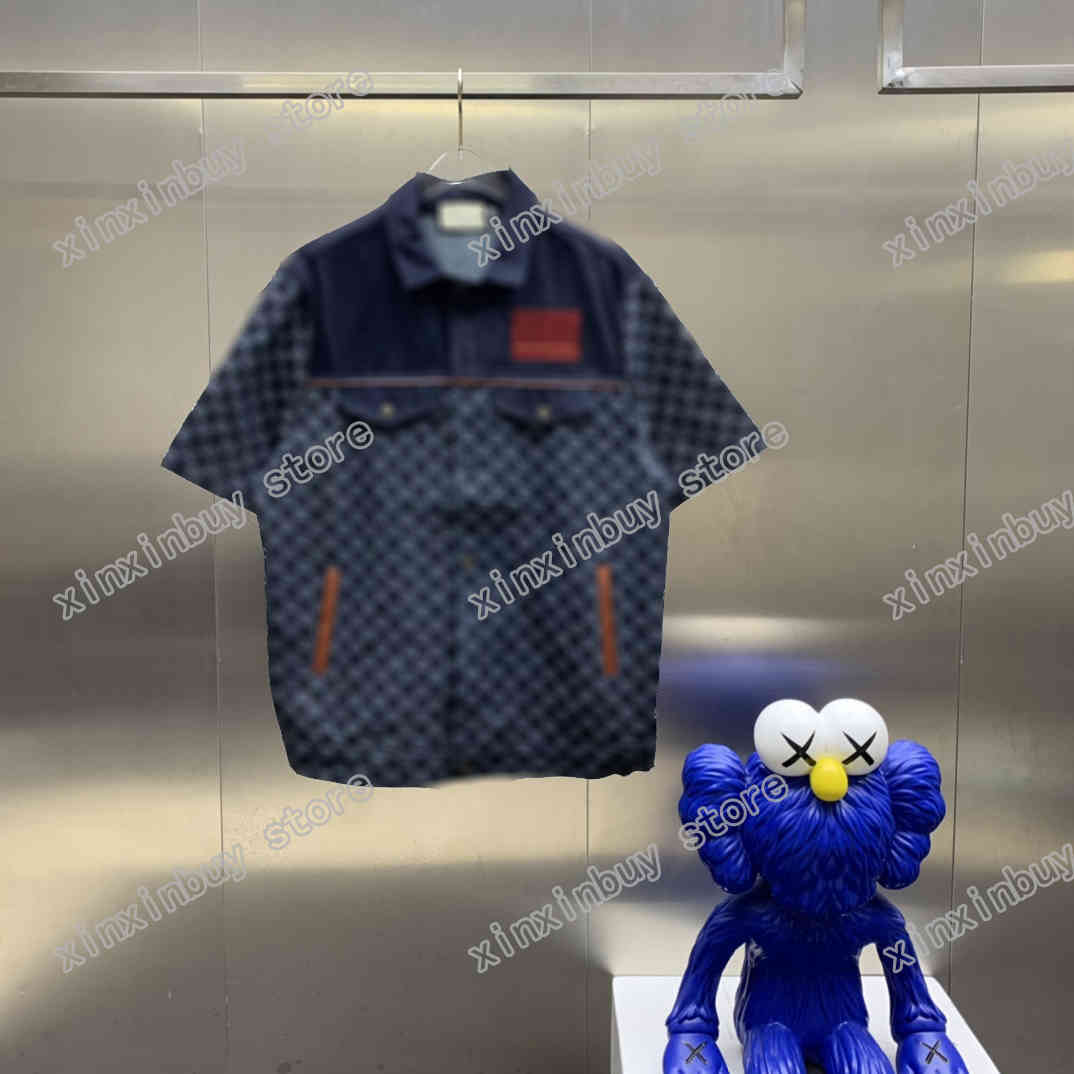 

2023 ss men printed t shirts Denim designer paris jacquard weave letter clothes short sleeve mens shirt tag 08, Blue