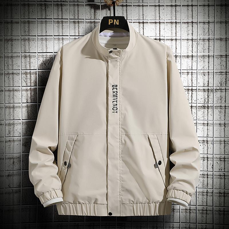 

Men's Jackets 2021 Spring Stand Collar Jacket Korean Casual Thin Coat, Black;brown