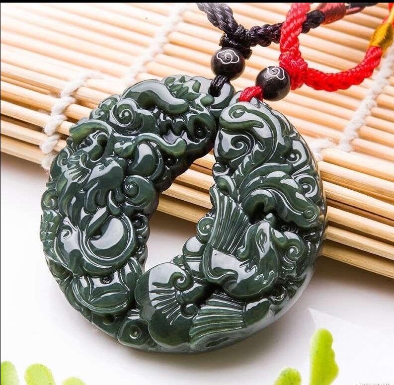 

Select hetian jade qingyu dragon phoenix pendant lovers, Silver