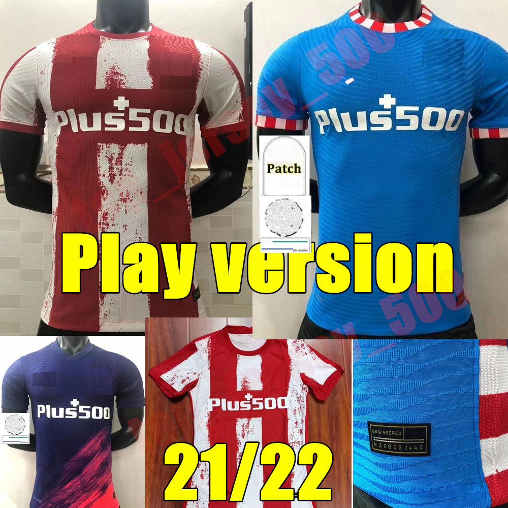 

21 22 Atletico Madrid Soccer Jerseys Player version home away 3rd Griezmann Suárez 2021 2022 João Félix Saul Koke .Llorente DEMBÉLÉ Men Training football jersey, 3rd+league patch