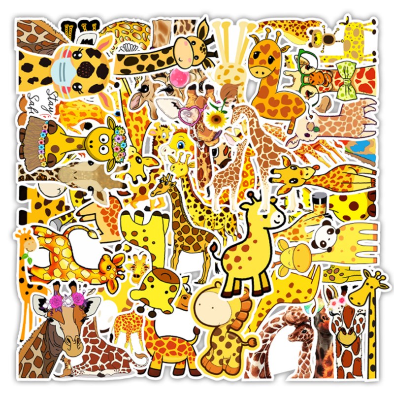 

50Pcs Giraffe Sticker Non-random For Car Bike Luggage Stickers Laptop Skateboard Motor Water Bottle Snowboard wall Decals Kids Gifts, Multi-color