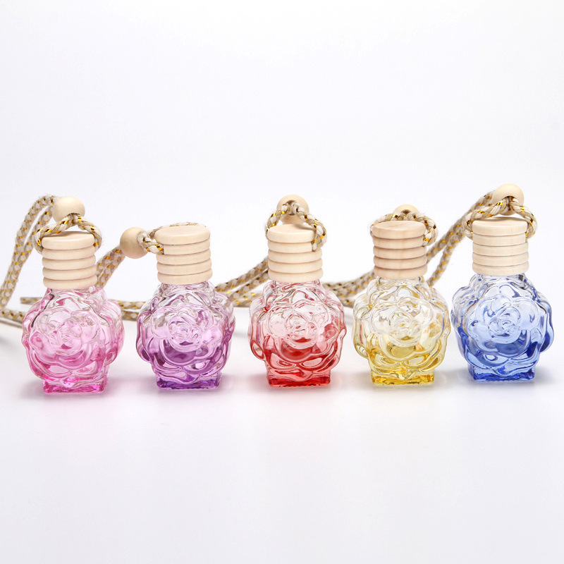 

Car Perfume Bottle Air Freshener Container Hanging Glass Car-styling For Essential Oils Pendant