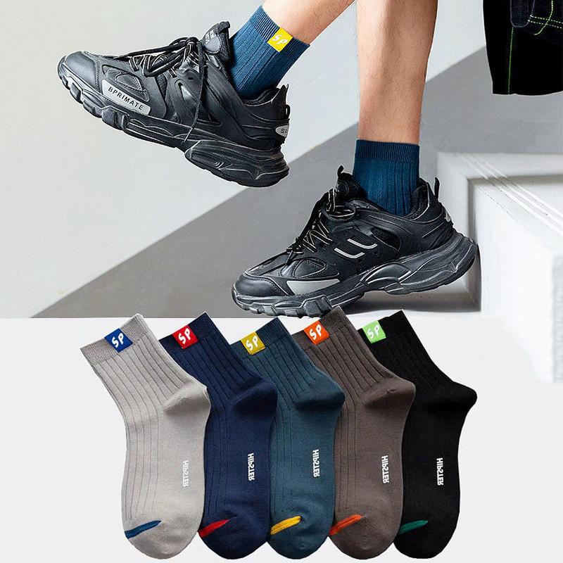 

Men's Socks Dreamlikelin 5 Pairs/Sets Spring Summer Man Cotton Sport Cloth Label Breathable Basketball Hipster Mens Clothing