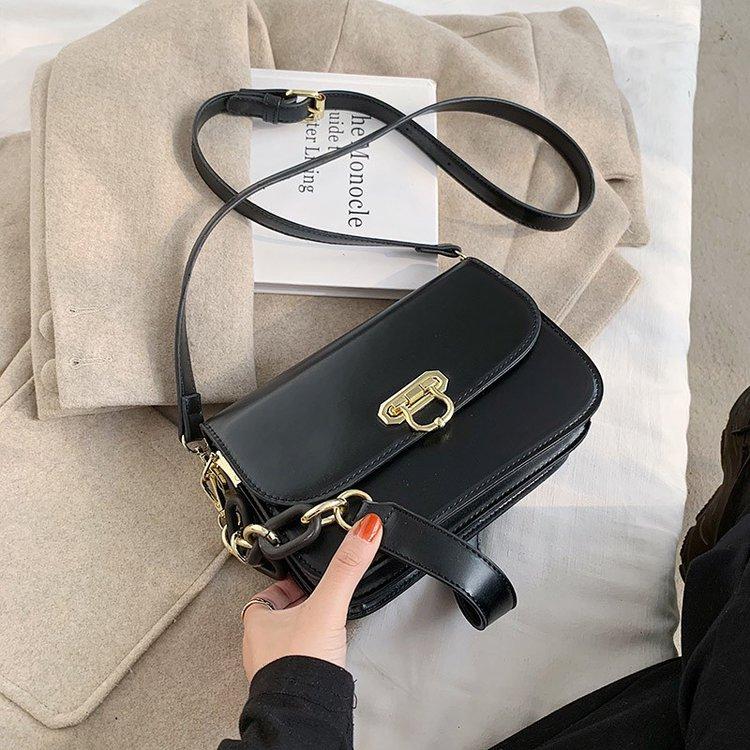 

Casual Pu Leather Ladies Small Bag Broadband Single Shoulder Messenger Solid Color Square Female Daily Cross Body, Black