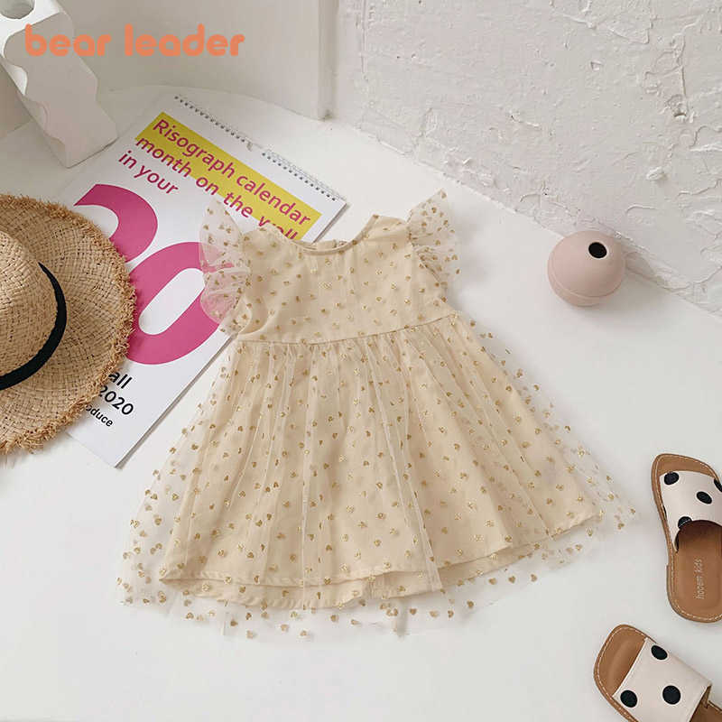 

Bear Leader Girls Summer Princess Dresses Fashion Kids Sequined Dress Children Party Vestidos Girl Birthday Costumes 1-6Y 210708, Ah5131beige