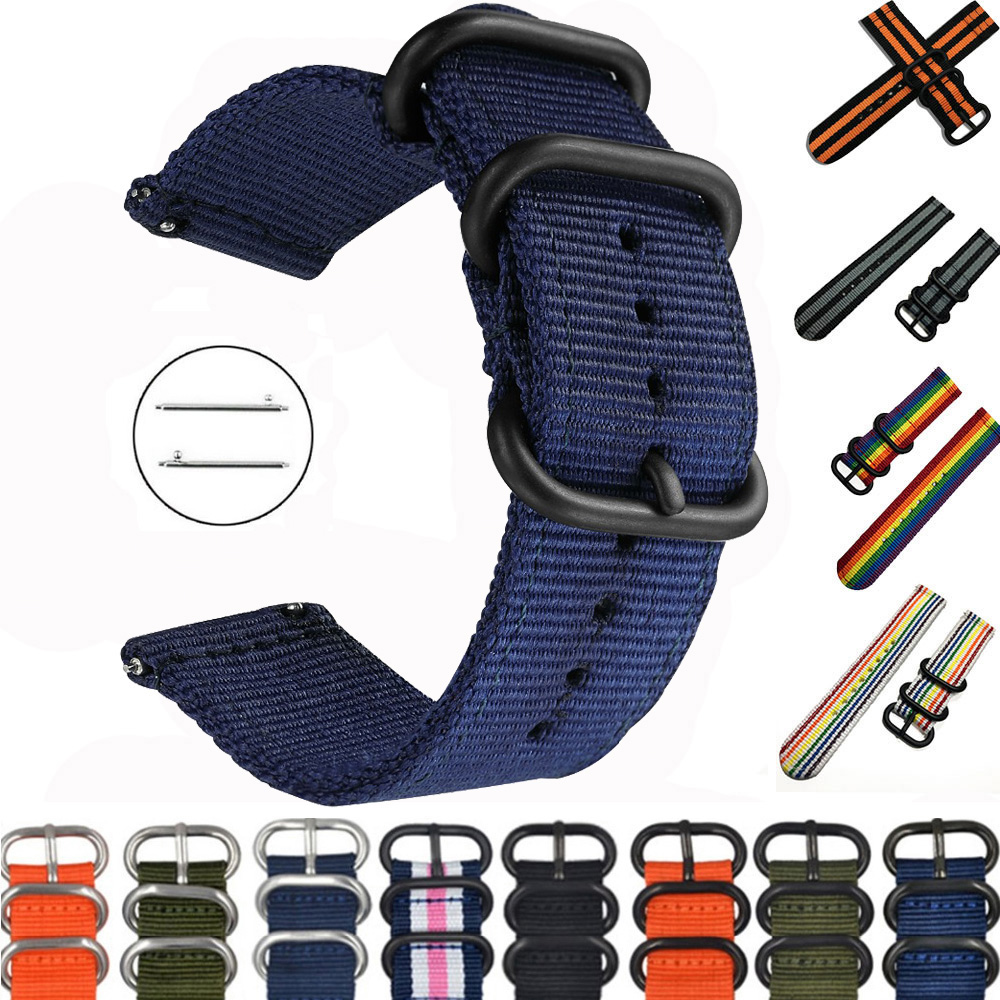 

20mm 22mm strap For Samsung watch band 4/3/46mm/Active 2/Gear S3/amazfit Nylon nato watchband bracelet Huawei GT/2/2E/Pro bands