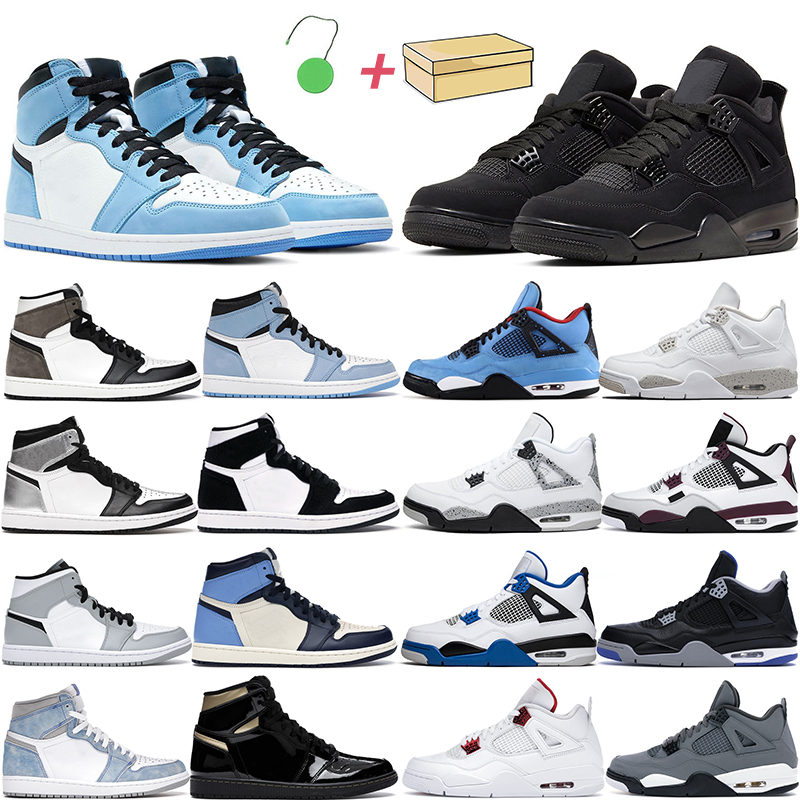 

4s Basketball shoes men women jumpman 1s high OG Hyper Royal Cement University Blue Black Cat Turbo Green White Oreo mens sneakers, Shattered backboard 1