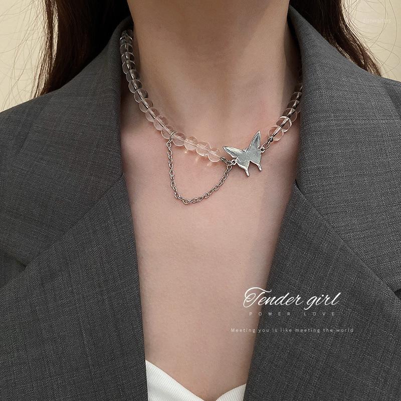 

Wholesale Crystal Butterfly Necklace Fresh Forest Personality Design Clavicle Chain French Simple Girl Heart Fashion Jewelry Chains