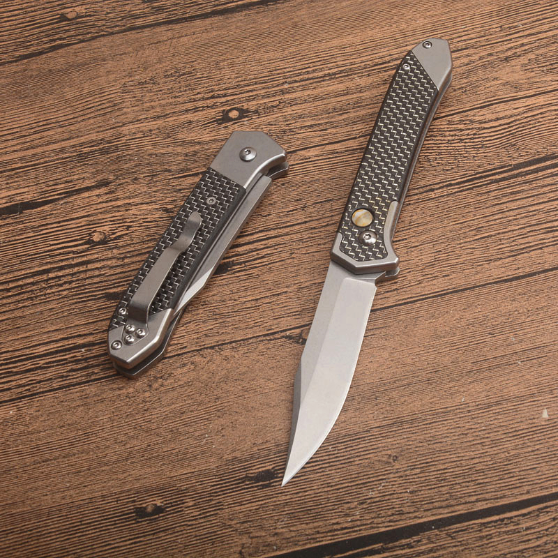 

On Sale! Automatic Tactical Folding Knife 8Cr13Mov Satin Blade Carbon Fiber + Stainless Steel Handle EDC Pocket Knives