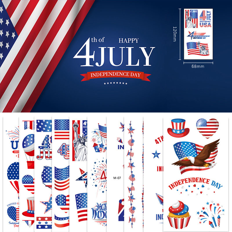

Wholesale American Independence Day Flag Tattoos Sticker Temporary Face Arm Body Makeup 4th of July Patriotic Tattoo Stickers