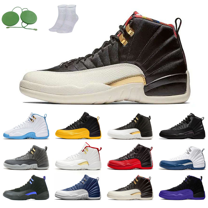 

12s man basketball shoes winterized wings University Gold Blue the master taxi reverse flu game o-black Michigan gym red gamma french FIBA Dark grey concord stone, Black purple