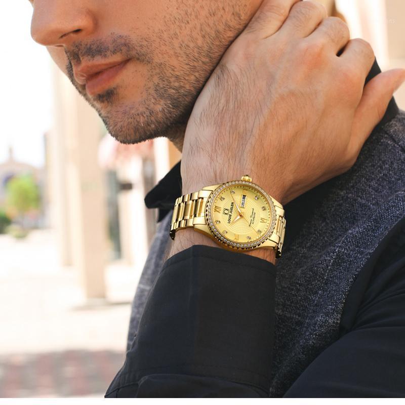 

Belushi Mechanical Automatic Men Watches Gold Watch Luminous Male Wristwatch Business Relogio Masculino 2021 Wristwatches, Silv-gold white tool