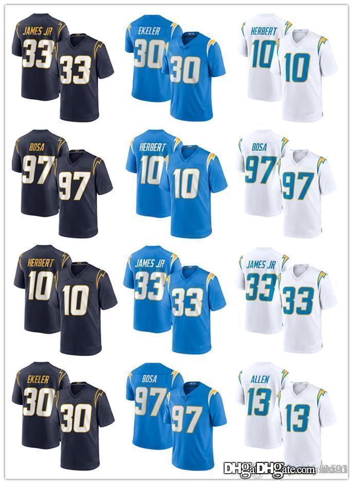 

Men women youth Los Angeles Chargers 33 Derwin James 10 Justin Herbert 30 Austin Ekeler 97 Joey Bosa Football Jerseys, Black;red