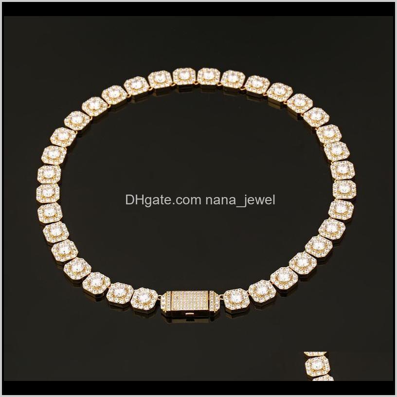 

Chains Necklaces & Pendants Drop Delivery 2021 Funmode Tennis Baguette 12Mm Square Cz Luxury Bling Full Iced Out Hip Hop Jewelry Necklace Wed, Silver