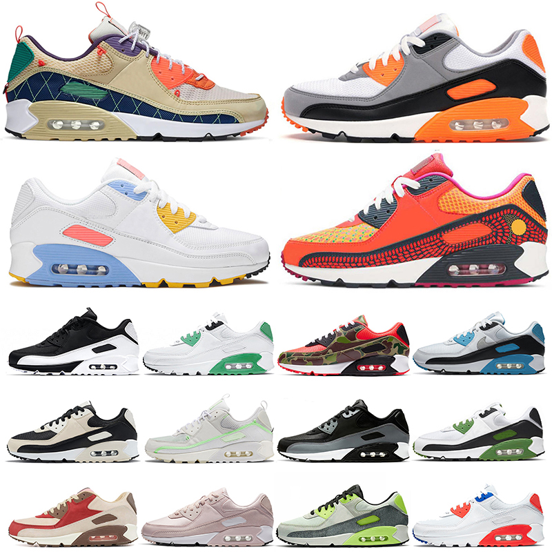 

2021 Top Quality Airmaxs 90 Men Women Running Shoes Big Size Us 12 Sports Sneakers Day of the Dead Glasgow Cool Grey Pink All Black White Green Off Trainers, #a4 36-45 cool grey