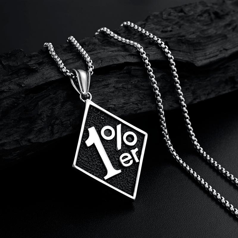 

Men's Punk Rock Gothic 1%ER Vintage Club Pendant Necklace,Stainless Steel Fashion Necklace With 23 Inch Chain Chains