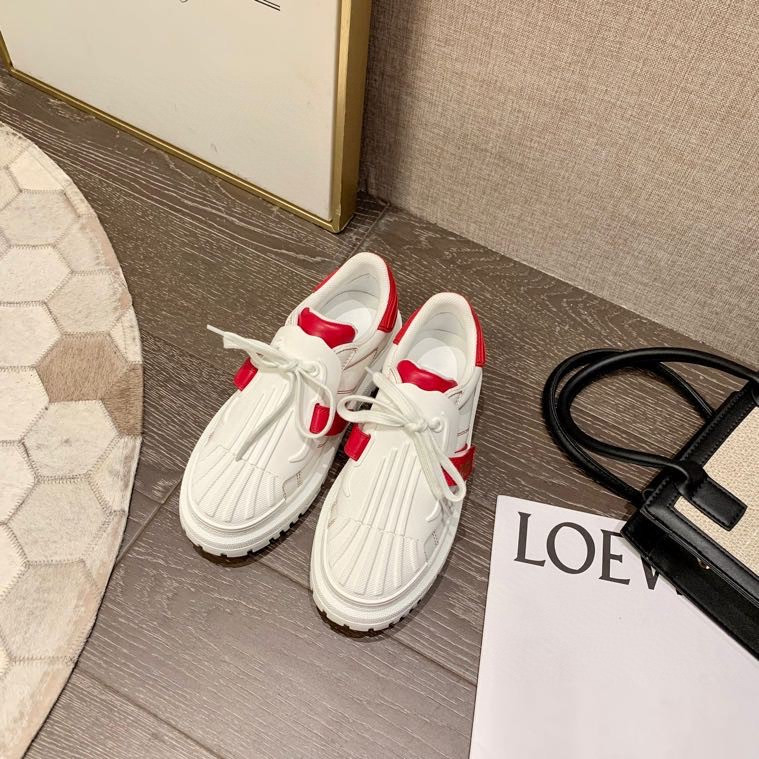 

2021 Men Women Casual Shoes Flat Platform Shoes Leather Sneakers Green Red Stripes Shoe Tennis Sports Trainers Embroidery, Choose the color