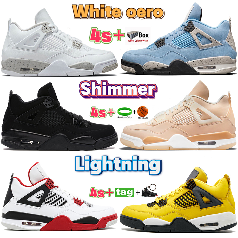 

High mens 4 University Blue White Oreo bred 4s basketball shoes shimmer Black Cat Paris fire red metallic purple men women Designer sneakers trainers With Box, #46- bubble wrap packaging